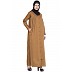 Front open Casual pleated abaya- Camel color